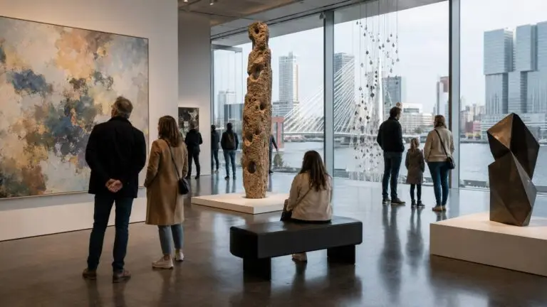 Culturele activiteiten in Nederland met bezoekers in een museum en cultureel centrum