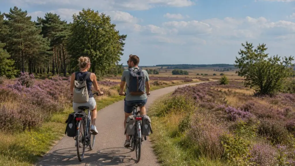 Zomeractiviteiten in Nederland met een fietstocht door de heide in september